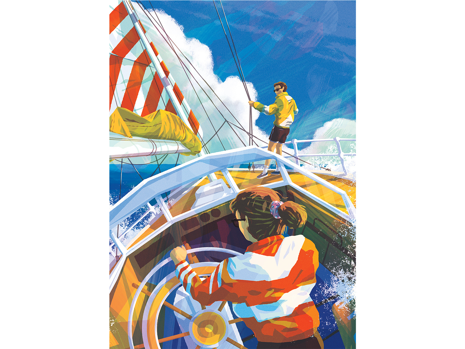 Yacht Life adobe blue boatlife brush brushtexture editorailillustration illustration light muti ocean orange photoshop sea stripes texture vintage inspired water yacht