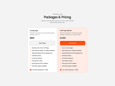 Pricing Section conversion cta landing page modern package pricing subscription toggle ui uiux userexperience webdesign website