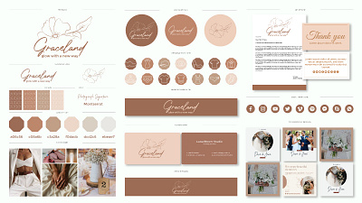 Feminine or Boho Logo Branding kit (Graceland) 3d animation boho logo branding brand guide branding branding design branding guide branding kit design feminine logo graphic design guide design hand drawn hand drawn logo logo logo design logo maker motion graphics ui