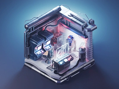 Star Wars Echo Base 3d blender diorama illustration isometric render star wars