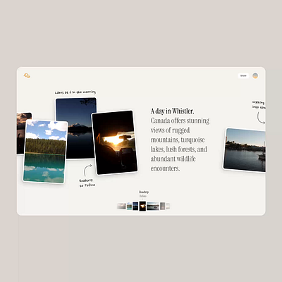 Memory Lane — Timeline v2 album animation photos pictures timeline ui web