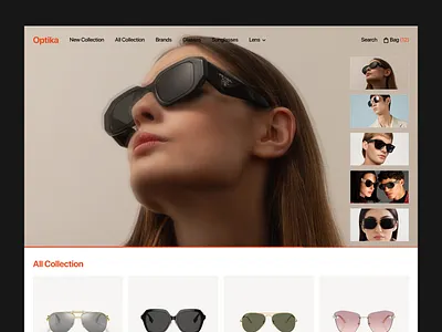 Optika - Webstore Landing Page branding design glasses homepage landing page luxury ui uidesign uiux uiuxdesign webdesign webstore