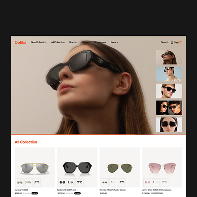 Optika - Webstore Landing Page branding design glasses homepage landing page luxury ui uidesign uiux uiuxdesign webdesign webstore