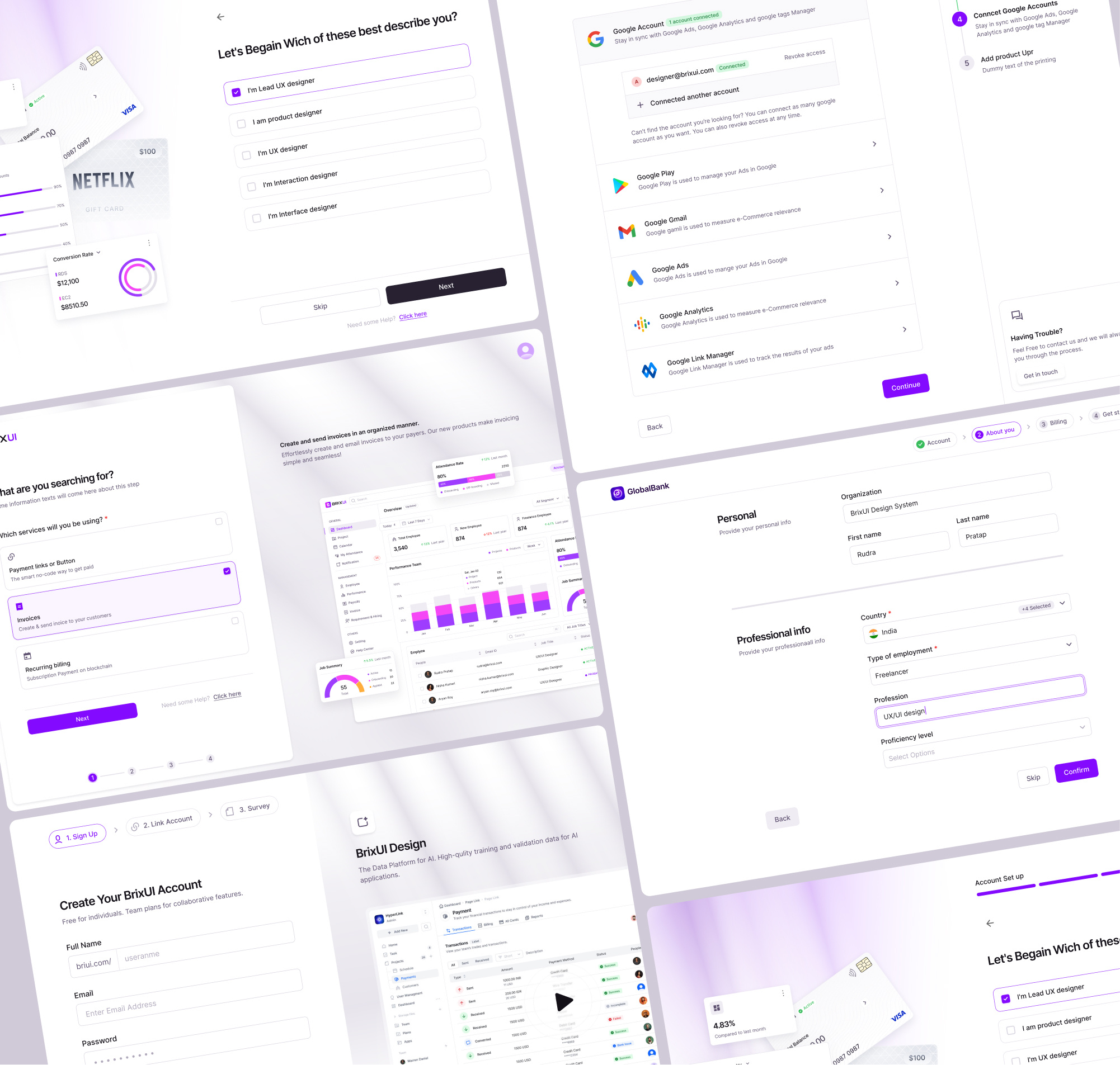 Onboarding Pages - light/Dark Theme dashboard login onboarding signup ui