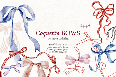 Elegant Coquette Bows: Watercolor & Vector Illustrations bows doodle bow graphic design watercolor