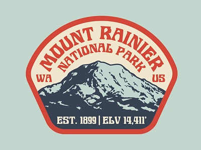 Rainier Exploration Badge badge design illustration logo mount rainier national park badge outdoors patch retro retro badge vintage wilderness