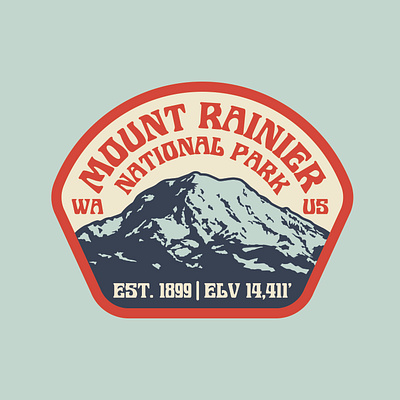 Rainier Exploration Badge badge design illustration logo mount rainier national park badge outdoors patch retro retro badge vintage wilderness