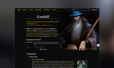 Fandom/Lord of The Rings Wiki - Website Redesign design fandom fantasy lord of the rings redesign ui ui design website website design wiki