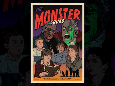 "The Monster Squad" movie poster dracula frankenstein illustration monsters movie portrait poster