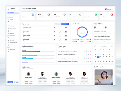 Job Portal Admin Dashboard UI Design admin dashboard application tracking candidate tracking dashboard ui hiring manager hr dashboard hr saas interactive dashboard interview scheduler job ads management job board job portal ui minimalist ui modern design recruitment analytics recruitment tool saas dashboard talent management ui design ux design