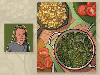 Chuck's Collared Greens art cooking culinary digital art food illustration oklahoma portrait procreate southern