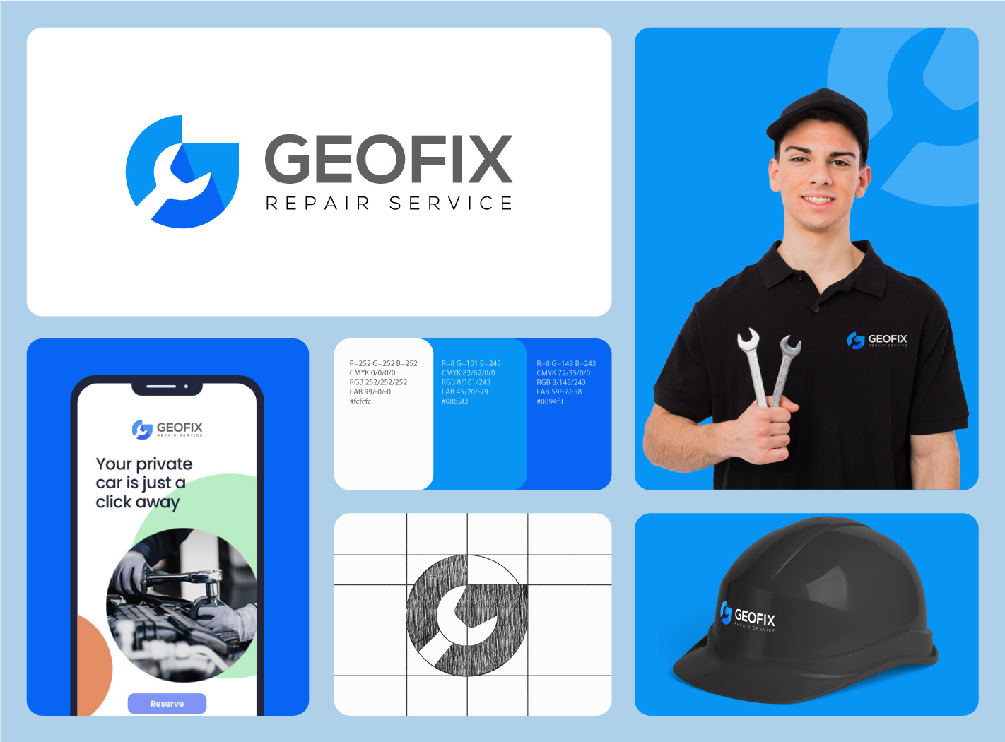 Geofix brand identity | Letter G & wrench logo brand identity branding g wrench g logo geofix graphic design identity logo logo design repair logo service logo wrench logo