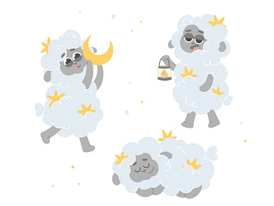 Sleepy sheep animal cartoon character design charactrdesign cute digital illuatration flat good night illustration illustrator kids relaxation sheep sleep vector vector art