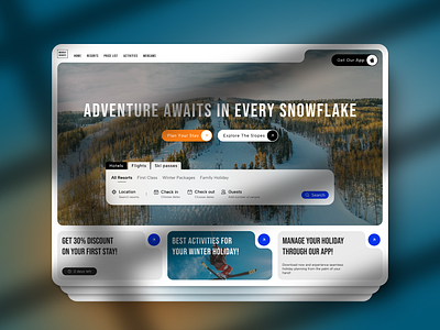 Ski resort hero section framer design framer development ski resort web design travel landing page design travel web design travel website ui web design website design website for ski resort