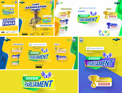 Event Theme Design backdrop banner branding event graphic design green poster social media poster yellow banner