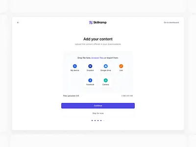 File upload content dashboard download form platform steps upload uploader wizard
