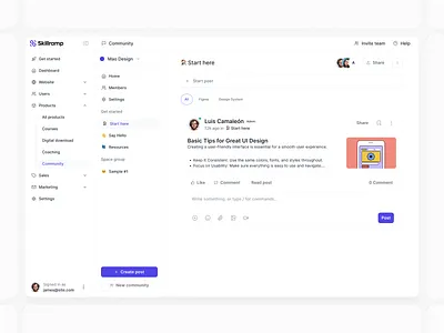Community dashboard community create dashboard network platform post social system ui ux web website