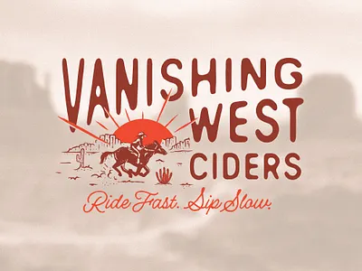 Vanishing West Ciders Branding brand branding cactus hand drawn type hand lettering horse illustration illustration lettering logo logotype script sun set vanishing west ciders western design