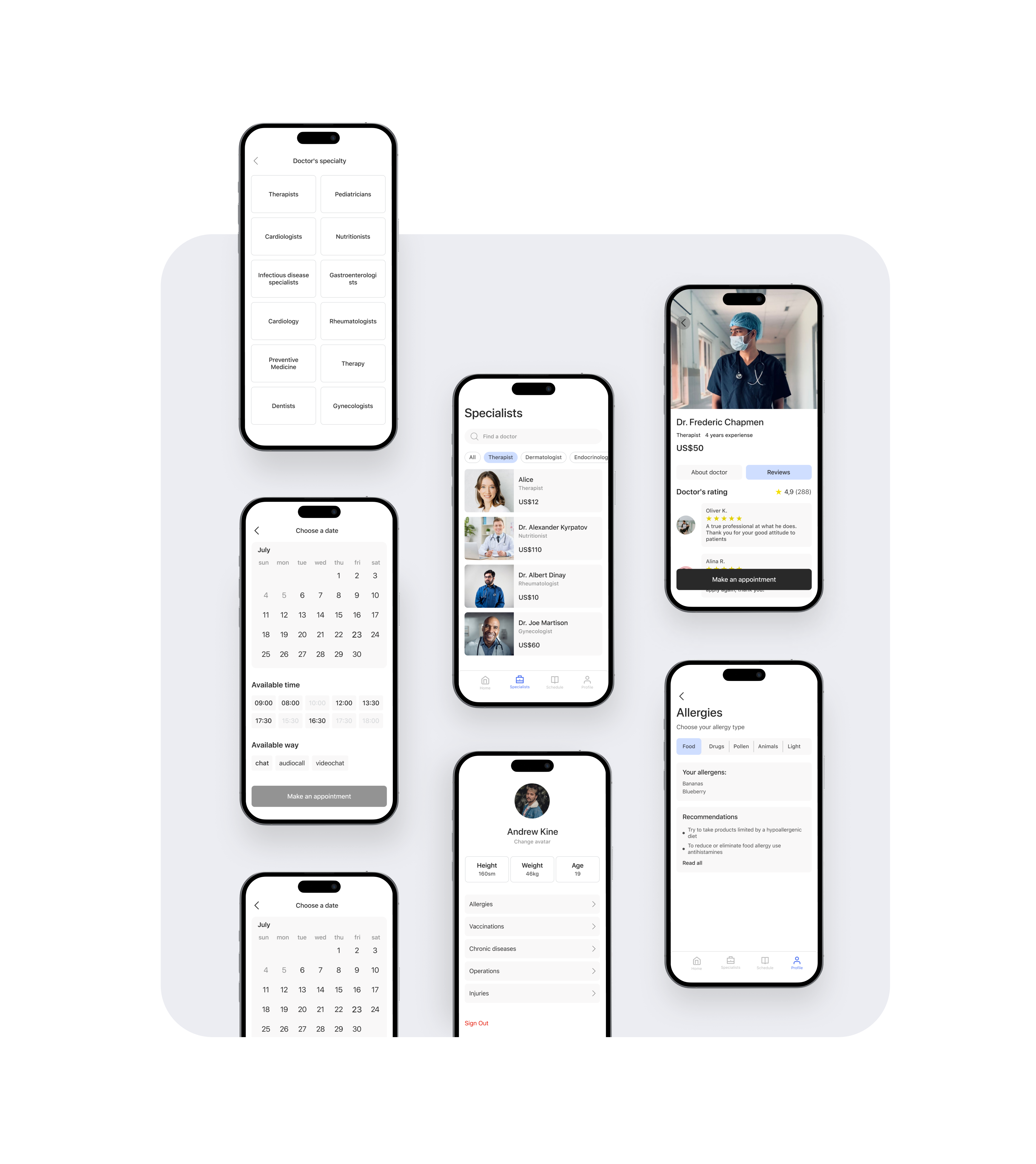 Doctor's appointment application app appointment doctor mobile ui ux