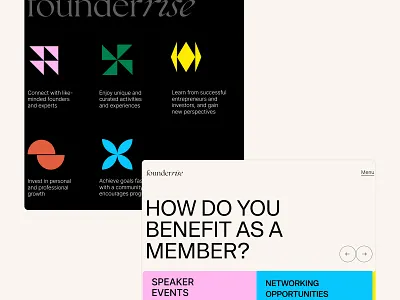 Branding & Landing Page Design branding foundersclub landingpage membershipclub ui vibrant websitedesign