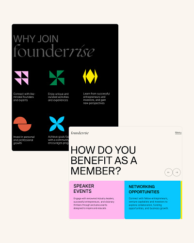 Branding & Landing Page Design branding foundersclub landingpage membershipclub ui vibrant websitedesign