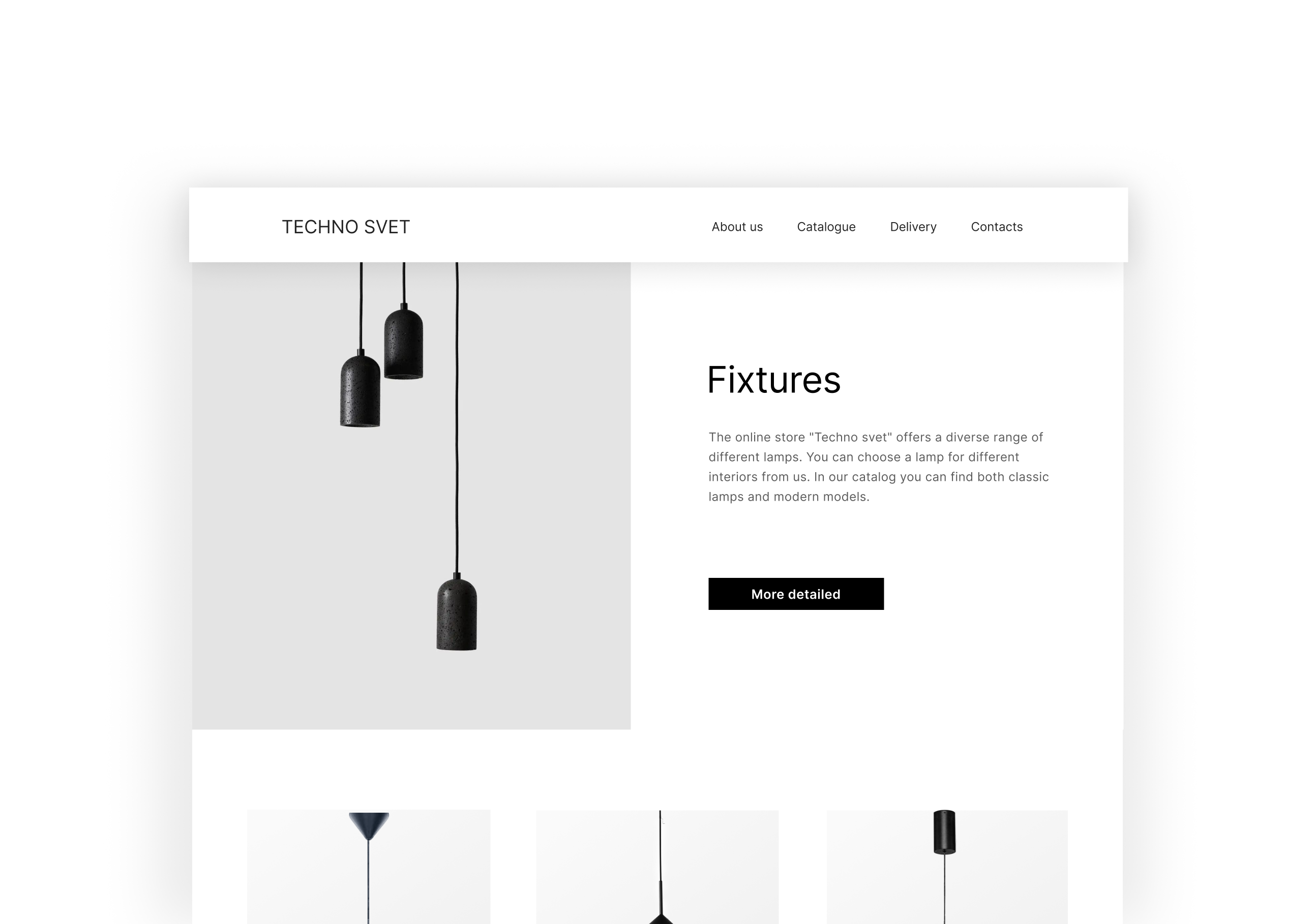 Оnline lamp store website lending ui web
