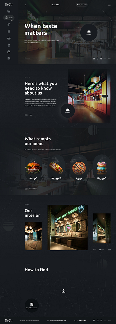 Restaurant design motion graphics ui