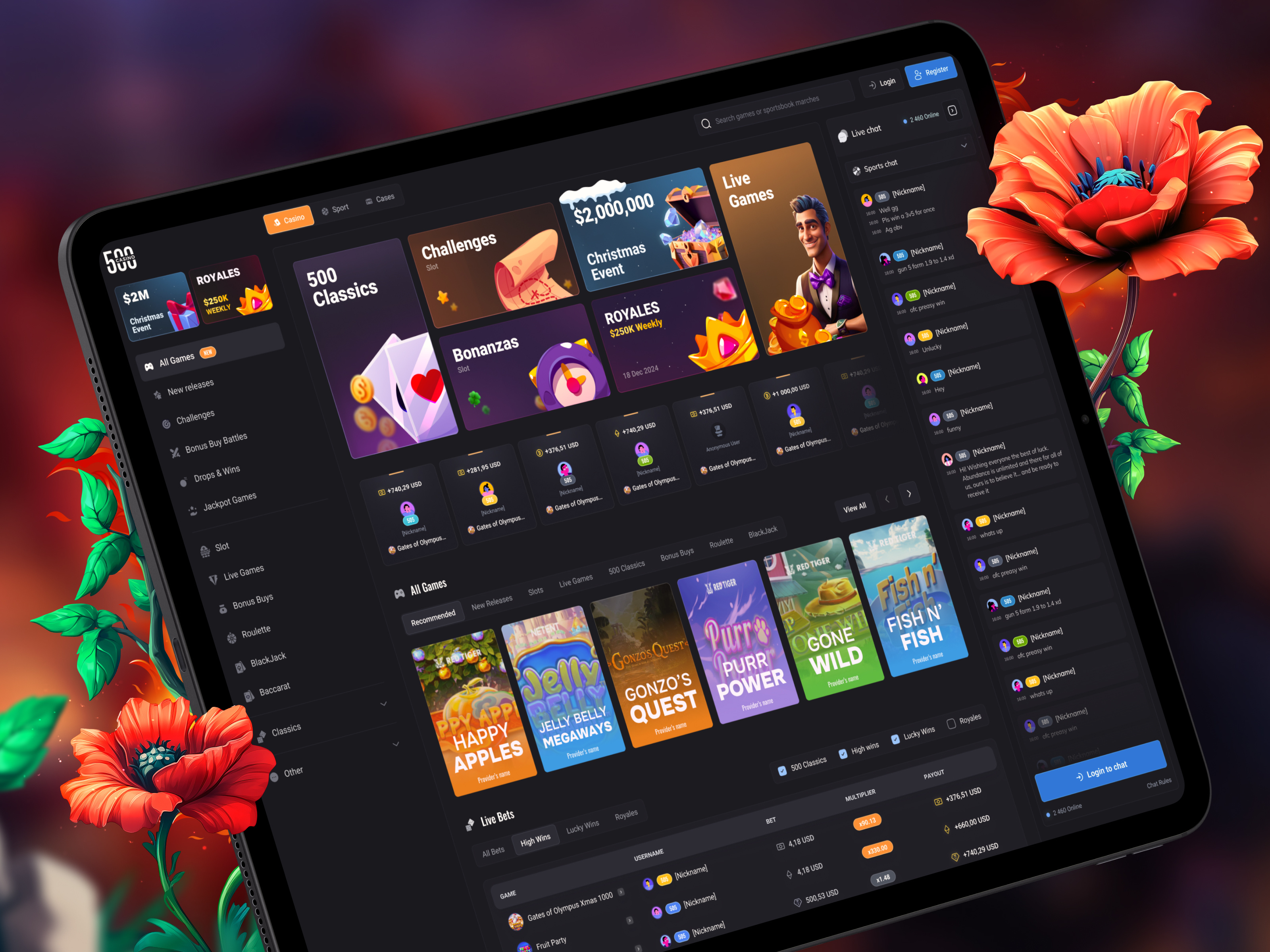 Example of 500 Casino UX/UI Concept