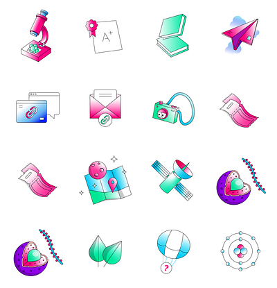 Icon Collection Education Platform character color design graphic design illustration ui vector