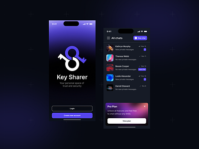 Mobile App, Dark Mode chat design chat mobile dark mode dark theme dark ui ihor ihor masnyi mobile mobile app mobile app design mobile design secure chat secure chat design