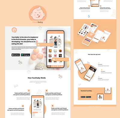 Pregnancy diet plan app landing page app branding graphic design ui ux