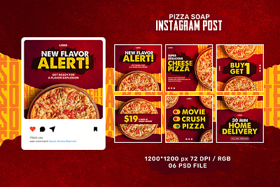 Pizza Restaurant Social Media Post design takeout specials. typography