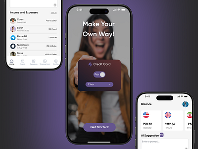Credit Card App app branding design ui ux