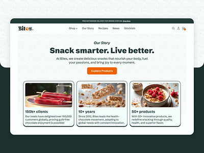 About Us | Hero Section for e-commerce healthy snacks website about about page about section about us healthy healthy food healthy snack hero hero section landing ui ui design