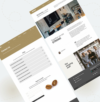 About Us & Contact Pages – Coffee Shop Website aboutuspage coffeeshopwebsite contactuspage faqs keep in touch testimonial design webdesign