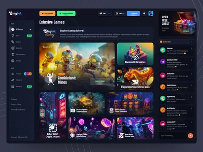 Staybet - Online Casino Exclusive Games Interface casino crypto gaming dark theme dashboard design concept figma game design gaming inspiration online casino ui uiux user interface ux web design