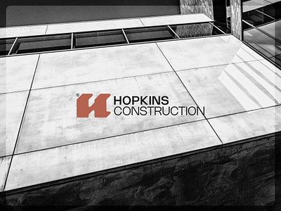 Hopkins Construction Logo Concept architecture branding building logo clean crane excavator geometric logo h h letter h logo h mark house logo icon luxury minimal orange popular property logo real estate logo top