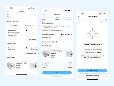 Art Supply Store Mobile App ━ Checkout Forms app checkout design form mobile shop ui ux