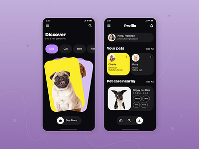 Pet app concept 🐶🐾 mobile pet app ui ui design