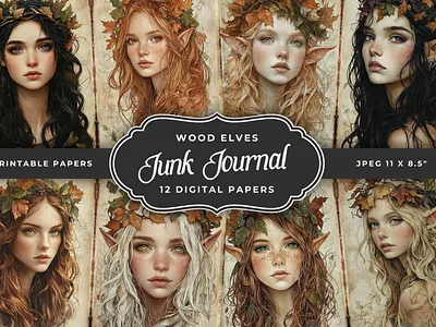 Wood elves junk journal paper digital paper junk journal junk journal pages junk journal paper scrapbooking vintage wood elves