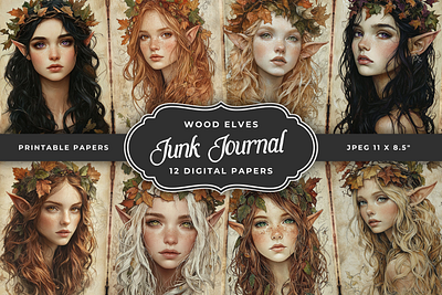 Wood elves junk journal paper digital paper junk journal junk journal pages junk journal paper scrapbooking vintage wood elves