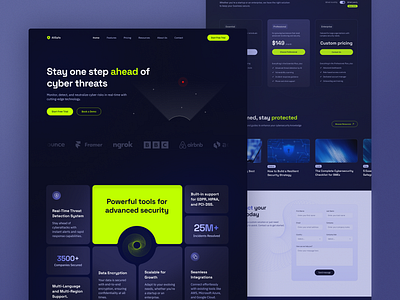 Cybersecurity Solutions Website bento contact cybersecurity dark dark mode desktop footer hero landing landing page modern princing saas testimonials ui ui design uxui website