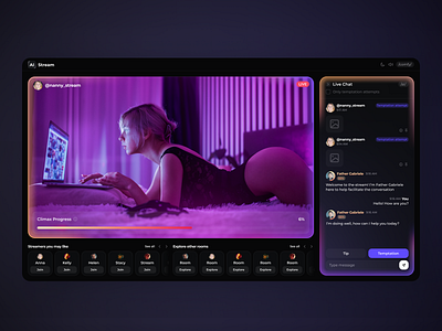 AI-Powered Crypto Streaming Webcam Dashboard 18 ai apple blockchain crypto cryptocurrency dashboard erotic ios modern stream streaming trendy ui web3 webcam webcamplatform