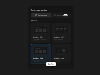 {customize section} ai app components design modal modern popup promt sections select selector ui ui design uidesign ux webapp wizard