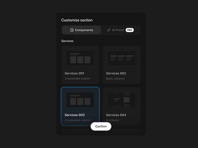 {customize section} ai app components design modal modern popup promt sections select selector ui ui design uidesign ux webapp wizard