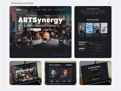 ARTSynergy Landing Page – Conference agenda art community conference dark design design exploration event event landing page figma futuristic landing modernui technology trend ui web