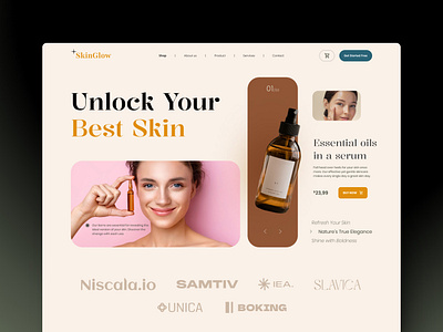 Landing Page for Skin Care Products beauty tech beauty website clean design design exploration health tech healthcare design landing page minimal ui modern ui responsive design skincare ui skincare website ui design ui design inspiration user interface ux design web design inspiration website design