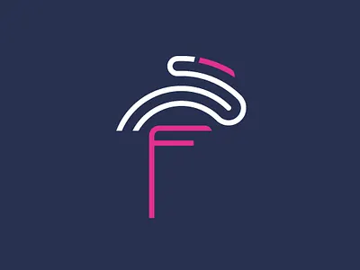 Letter F Flamingo Logo bird f flamingo heron initial letter linear monoline pink simple stork