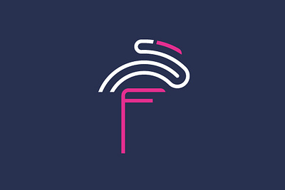 Letter F Flamingo Logo bird f flamingo heron initial letter linear monoline pink simple stork