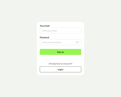 Minimalist registration page UI Design